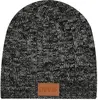 Knit Beanie With Leatherette Patch