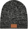 Knit Beanie With Leatherette Patch