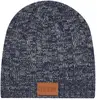 Knit Beanie With Leatherette Patch