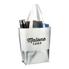 Branded Laminated Metallic Bottom Tote - Large