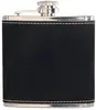 Branded Leatherette Wrapped Stainless Steel Hip Flask (6 oz)