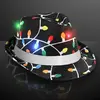 LED Christmas Hat Blinky Bulbs Fedora with White Band