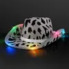 LED Cow Print Hat with White Band