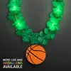 LED Green Lei Necklace with Basketball Medallion