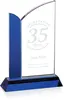 Leonora Clear and Blue Optical Crystal Floating Arch Award