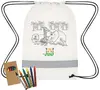 Lil' Bit Reflective Non-Woven Coloring Drawstring Bag With Crayons