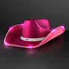 Magenta Pink Light Up Shiny Cowgirl Hat with White Band