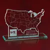 Custom USA Map Glass Award with Optional Spectra Imaging