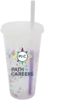 Mood 26 oz. Rainbow Confetti Tumbler with Lid and Straw