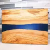 Custom Olive Wood & Blue Resin Cutting Board