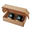 Personalized Ceramic Mug Gift Set with Removable Bamboo Coaster – Two 11 Oz. Mugs