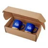 Personalized Ceramic Mug Gift Set with Removable Bamboo Coaster – Two 11 Oz. Mugs