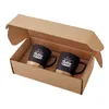Personalized Ceramic Mug Gift Set with Removable Bamboo Coaster – Two 11 Oz. Mugs