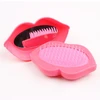Portable Lip Shaped Hairbrush Mini Hair Comb With Mirror