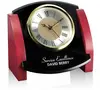 Rosewood/Black Glass Customizable Desk Clock