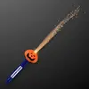 Pumpkin Face LED Wand with Flashing Fiber Optics