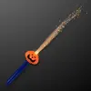 Pumpkin Face LED Wand with Flashing Fiber Optics