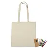 Pure Cotton Colorable Tote with 6-Pack Crayons