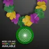 Purple, Green & Gold Flower Lei Necklace with Green Medallion (Non-Light Up)