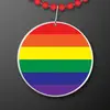 Rainbow Flag Circle Medallion with Beaded Necklace (Non Light Up)