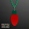 Red Bulb Christmas Medallion on Green Beads  (NON-Light Up)