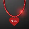 Red Light Up Mardi Gras Beads with Heart Medallion