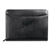 Personalized Italian Style Leather Zippered Padfolio with Organizer