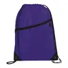 Custom Robin Drawstring Polyester Bag with Front Zipper Pocket and Earbud Port