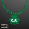 Rounded Mini Shamrocks Bead Necklace with Shamrock Medallion