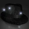 Sequin Black Flashing Fedoras with Black Bands