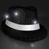 Sequin Black Flashing Fedoras with White Bands