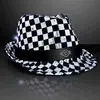 Sequin Checkered Flashing Fedoras with Black Bands