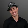 Sequin Checkered Flashing Fedoras with Black Bands