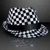 Sequin Checkered Flashing Fedoras with Black Bands