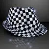 Sequin Checkered Flashing Fedoras with White Bands