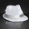 Sequin White Flashing Fedoras with White Bands