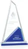 Starfire Double Base Custom Awards with Aluminum Accent - Clear/Grey or Clear/Blue or Clear/Grey with Second Position Etch