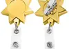 Star Retractable ID Badge Reel (Gold Finish, 360º Swivel Alligator Clip)