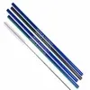 Straight Stainless Steel Straws: Individually sold in Black, Blue, or Rainbow