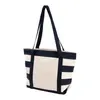 Striped Accent Boat Tote Bag