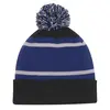 Tri-color Striped Beanie with Cuff