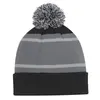 Tri-color Striped Beanie with Cuff