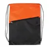 Two-Tone Poly Drawstring Backpack with Zipper Front Pocket