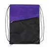 Two-Tone Poly Drawstring Backpack with Zipper Front Pocket