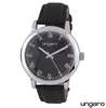 Ungaro Retro-Style Black Leather Men's Watch for Dates