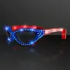 USA Stars & Flag Stripes LED Flashing Sunglasses