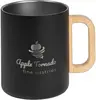 Stainless Steel Double Wall Mug with Bamboo Handle (15 oz.)