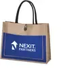 Customizable Jute Tote Bag with Cotton Handles & Pocket