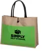 Customizable Jute Tote Bag with Cotton Handles & Pocket