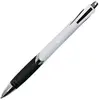 Custom-branded White Retractable Pen with Chrome Accents and Matching Thumb Grip